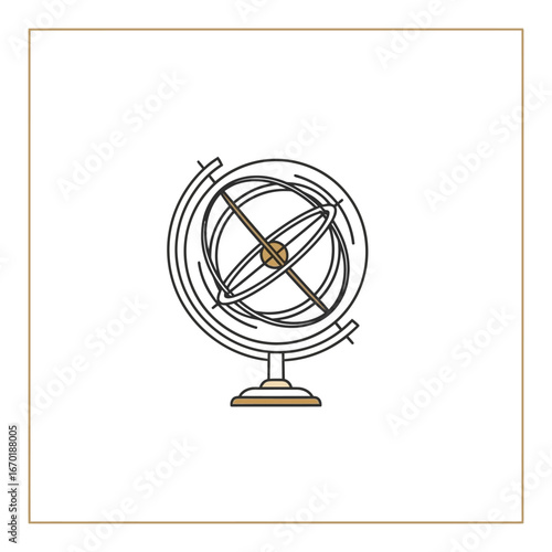 armillary sphere globe showing constellations a decorative and educational tool in beige and black perfect for illustrating astronomy history and exploration