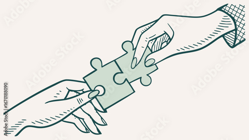 Connecting Hands Conceptual Illustration of Teamwork and Cooperation.