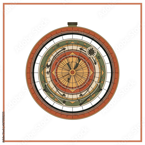 armillary sphere illustration an antique astronomical instrument for education offering a vintage celestial navigation method and cartography in science studies.