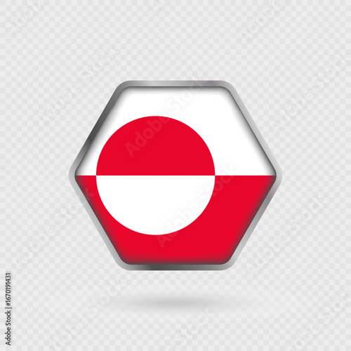 Greenland flag in a hexagon frame. Free Download Greenland flag in a hexagon frame. - GFXLoad