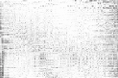 Radial halftone spotted gradient background. Dotted stains concentric texture with fading effect. Black and white circle shade wallpaper. Grunge rough vector. Monochrome geometric backdrop.