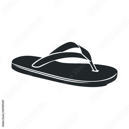 Black flip-flop sandal silhouette on white background