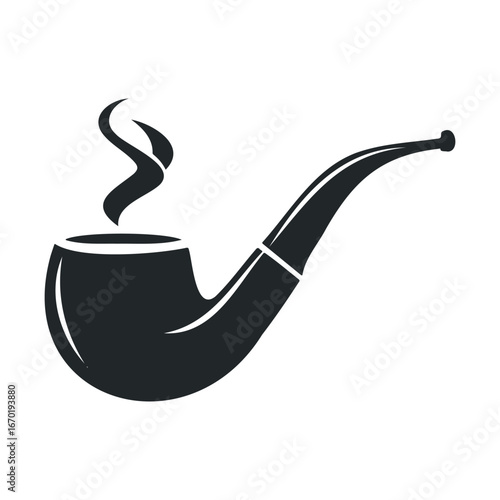 Silhouette of a smoking pipe with curling smoke