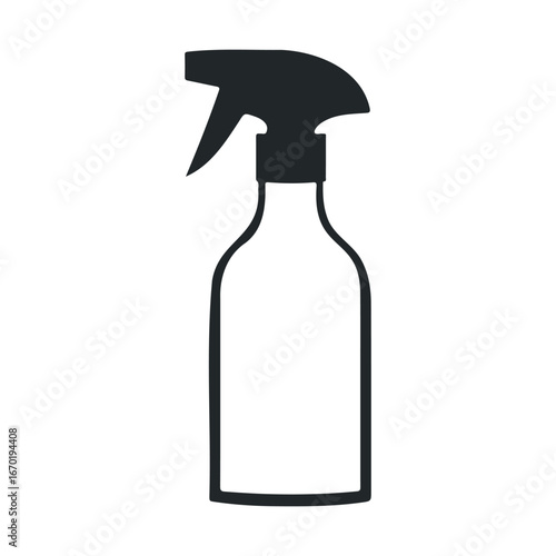 Minimalist black outline spray bottle silhouette on white background