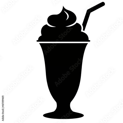Refreshing milkshake with whipped cream and straw, perfect for summer treats and desserts