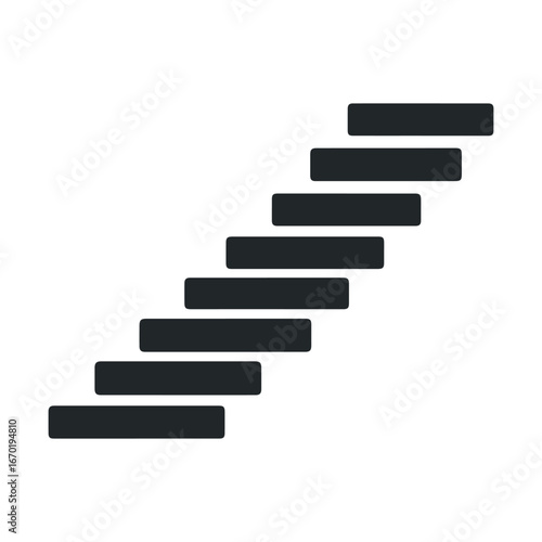 Simple flat black staircase icon on white background