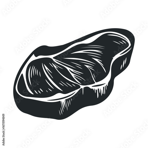 Vector illustration of raw beef steak in black and white