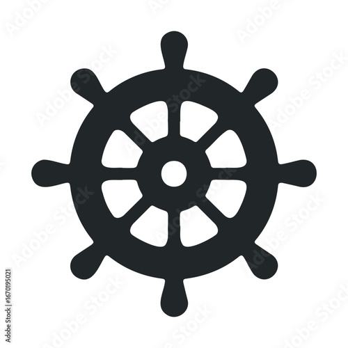 Classic nautical ship wheel silhouette for maritime themes