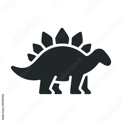Silhouette of a stegosaurus dinosaur icon with plates