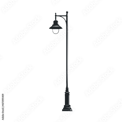 Vintage street lamp illustration with elegant design on white background