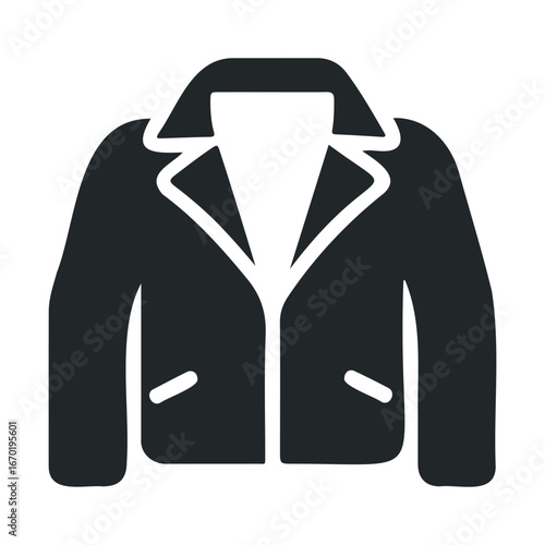 Simple black jacket illustration with collar and pockets