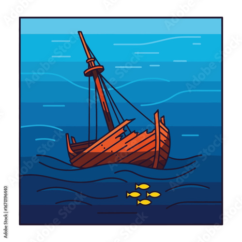Sunken ship in ocean with marine life illustrating maritime history perfect for travel blogs and underwater documentaries nautical exploration theme.