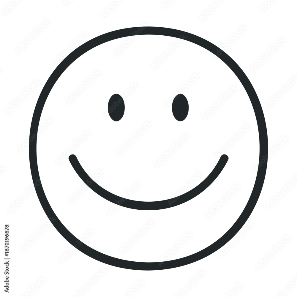 Fototapeta premium Simple black and white smiley face icon with bold outline