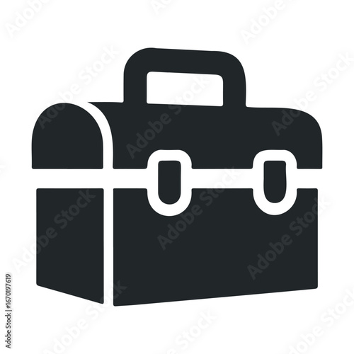 Simple black toolbox icon with handle and clasp detail