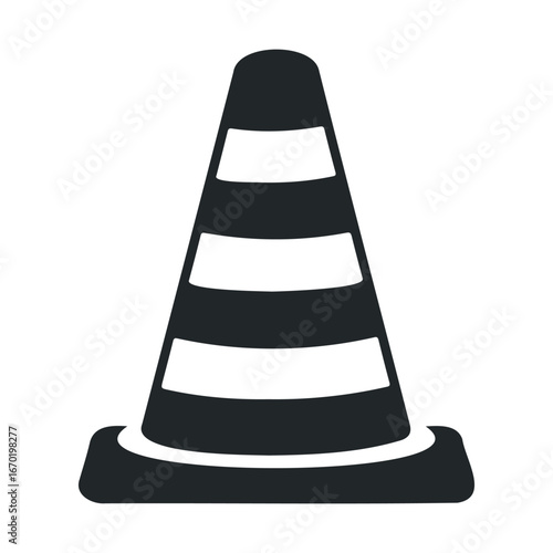 Traffic cone icon with black and white stripes