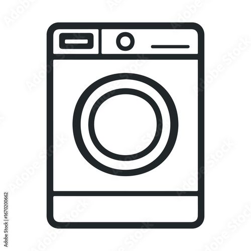 Minimalistic washing machine icon with circular door design