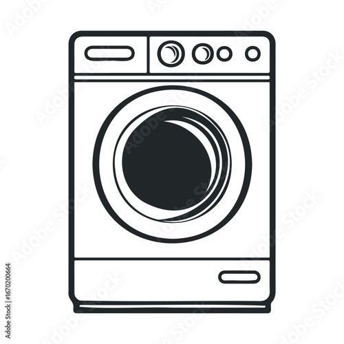 Simple black and white illustration of a washing machine