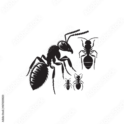 Worker Ant Vector Silhouette, Nature Graphic