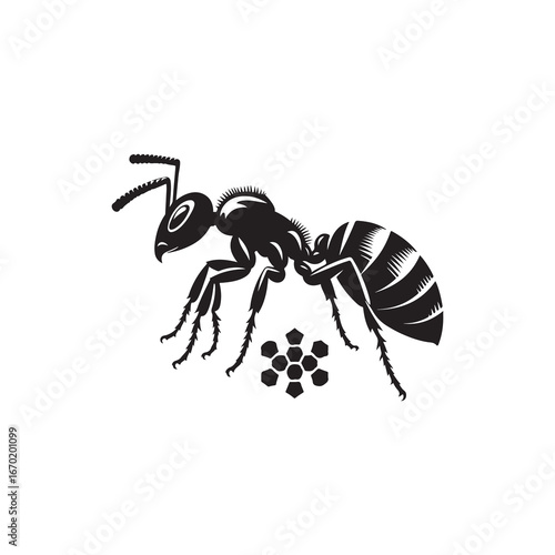 Worker Ant Vector Silhouette, Nature Graphic