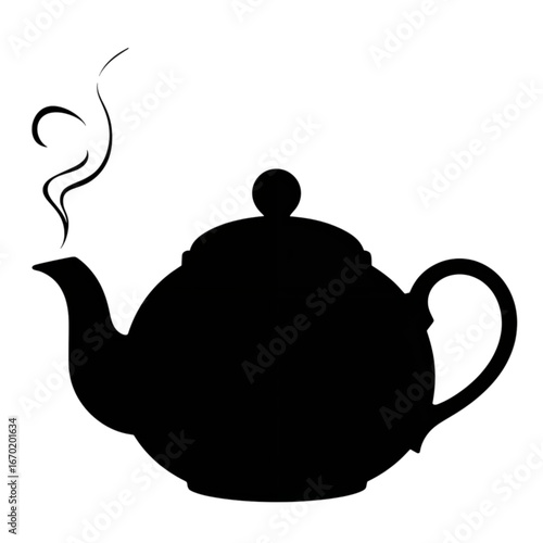 Steaming teapot silhouette evokes warmth, comfort, and the perfect cup of tea for relaxing moments