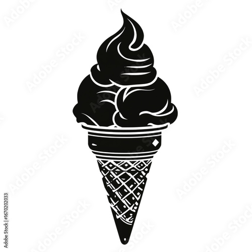 Delicious black ice cream cone dessert, perfect for summer treats and sweet tooth cravings