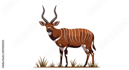 Striped African Antelope in Grassland Habitat.