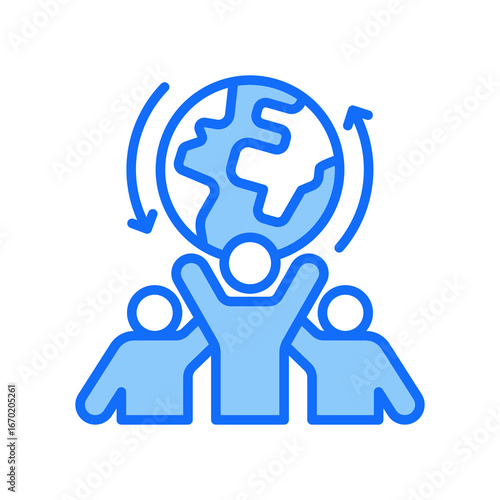 Global Teamwork blue color icon