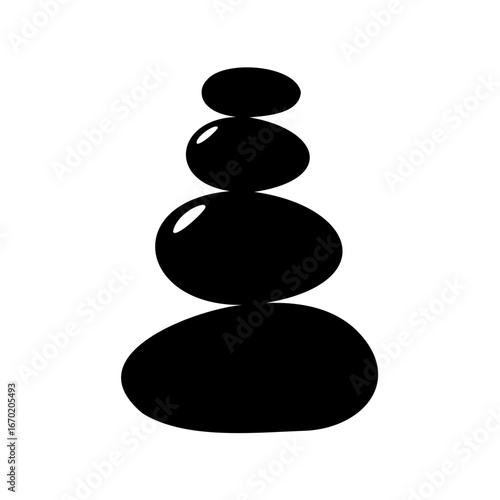 A black and white zen stack of stones against a plain background