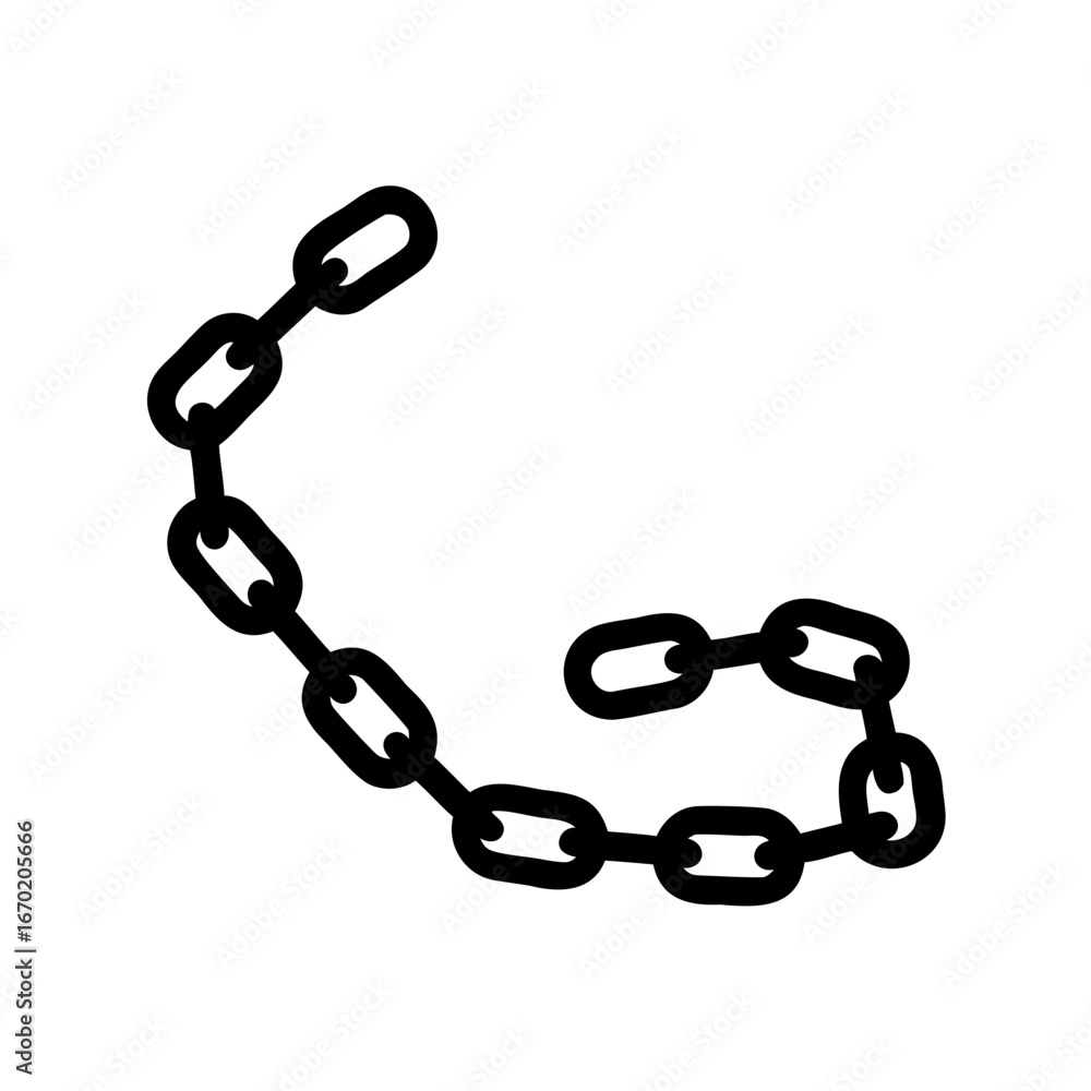 Fototapeta premium Stylized black chain link illustration on a white background artwork