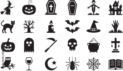 Halloween icons set collection