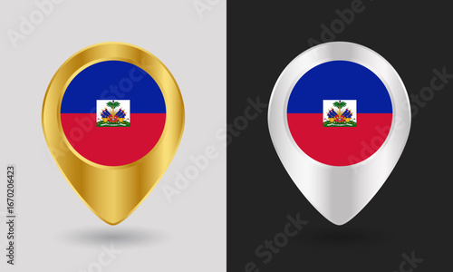 Free Download Gold and Silver Haiti Flag Map Pin Icon - GFXLoad
