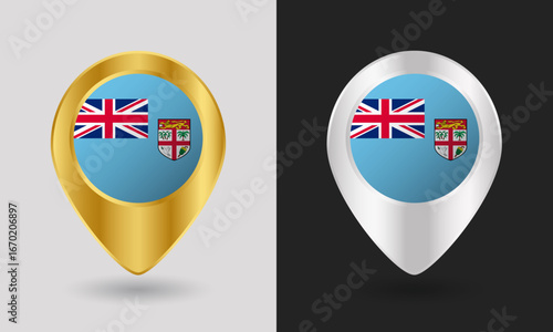 Gold and Silver Fiji Flag Map Pin Icon Free Download Gold and Silver Fiji Flag Map Pin Icon - GFXLoad