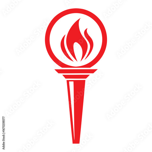 Red Torch Flame Icon on White Background fire symbol 2