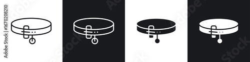 Pet collar icons graphic vectors