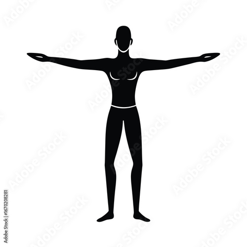 Yoga Warrior Pose Balance Silhouette Illustration