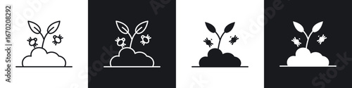 Pest plant icons graphic vectors