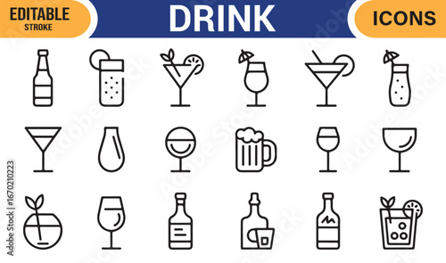 High-Quality Drink Icons Collection for Beverage Menus and App Graphics