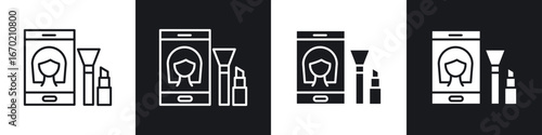 Makeup tutorial video icons graphic vectors