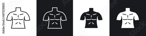 Male torso icons graphic vectors