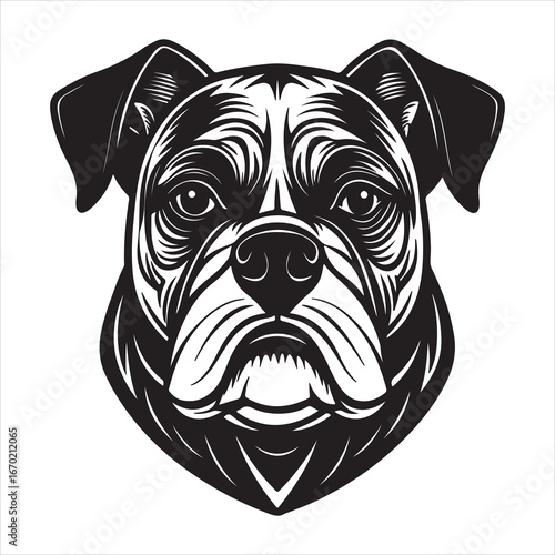 A Dapper Portrait of a Bulldog, a Gentle and Courageous Breed Known for its Distinctive Wrinkled Face, Stocky Build, and Loyal Demeanor