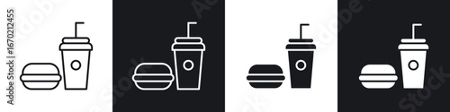 Hamburger and soft drink cup icons graphic vectors