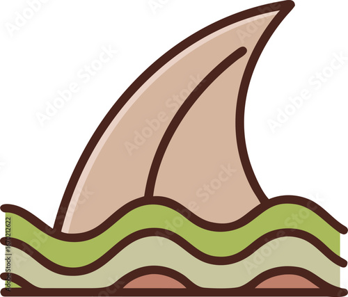 Shark Fin Emerging: A graphic depiction of a shark fin slicing through the waves, a minimalist and abstract representation of the ocean's powerful predator.Sailing boat on the sea with waves and ocean