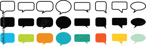 Set of  Speech Bubble Pack Templates. Empty speech bubble colour collection. White cartoon text box set. Pop art frame or border bundle eps 10.
