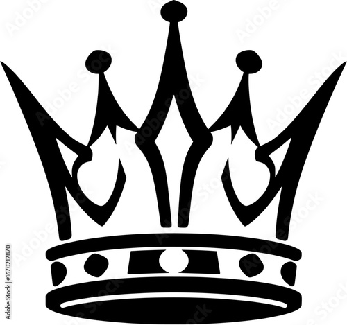 Elegant black and white crown icon with geometric design and royal appearance
