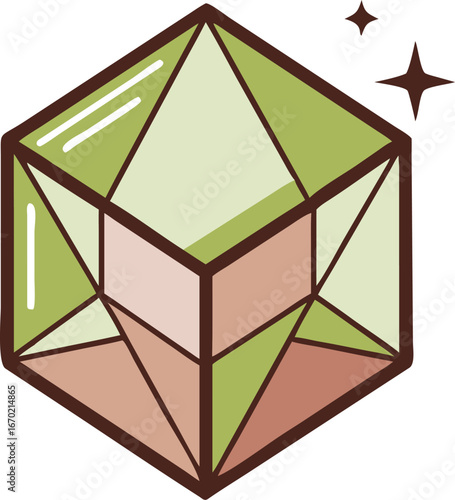 Sparkling Emerald Gemstone: A vibrant, gem-shaped illustration, radiating brilliance and evoking feelings of luxury, and value. The detailed design showcases faceted surfaces.