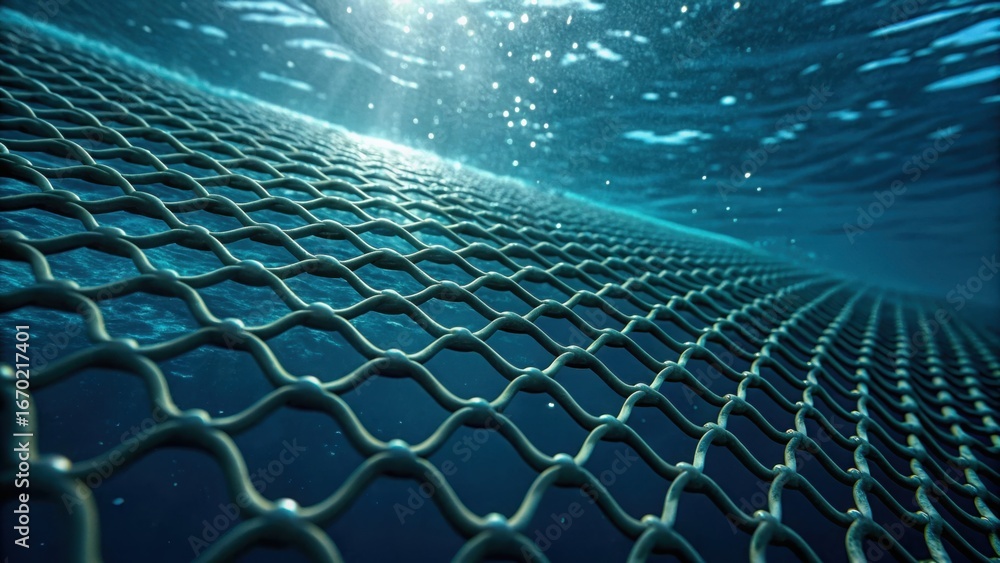 Fototapeta premium Underwater Mesh Filtering System for Seawater Intake and Macro Analysis