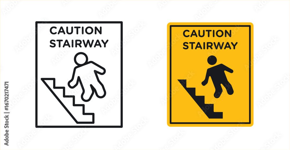 Obraz premium Caution stairway signs graphic vectors