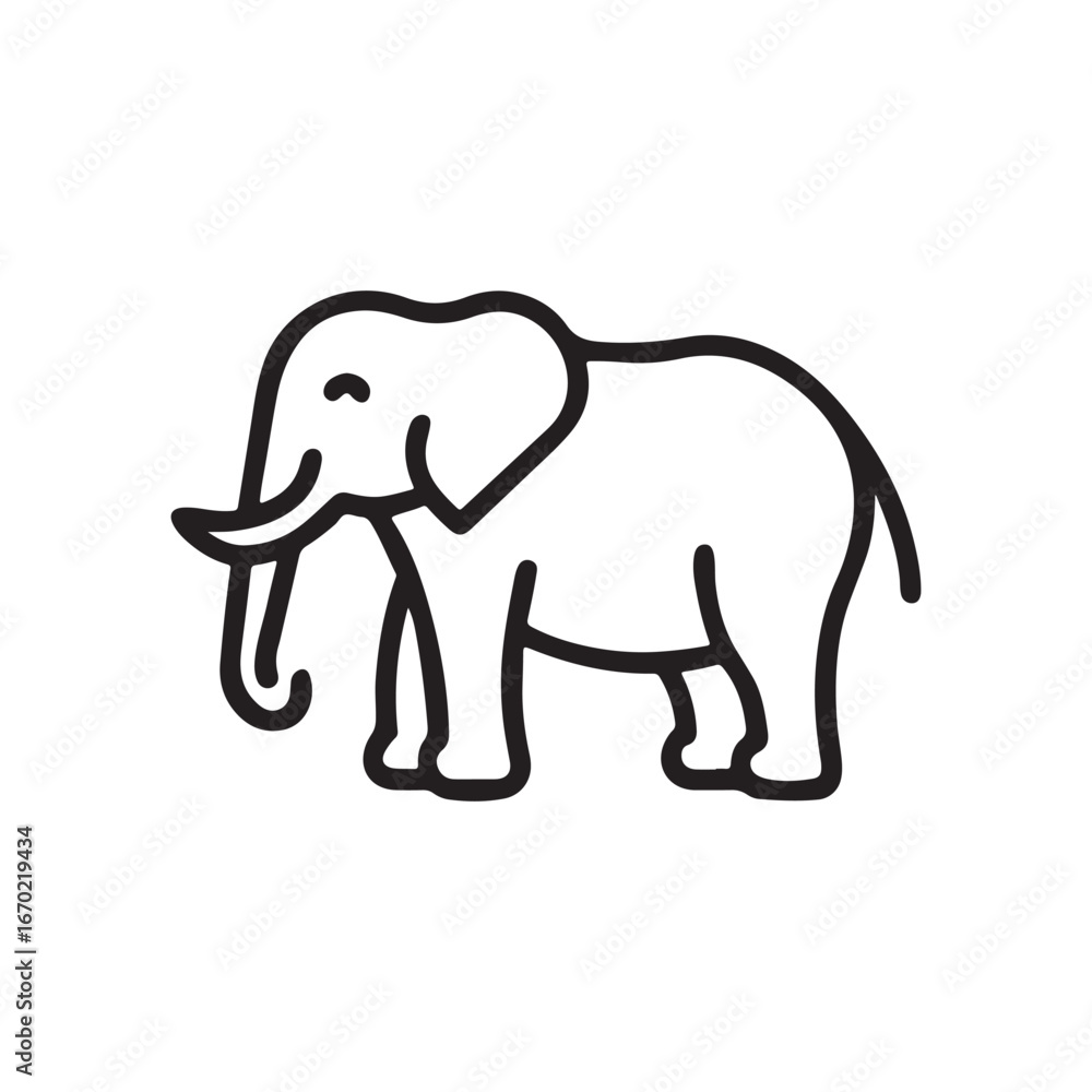 Obraz premium Line art vector illustration of an elephant