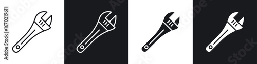 Adjustable wrench icons graphic vectors