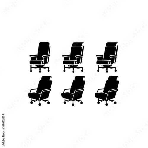 6 different dialysis chair silhouette vector icons